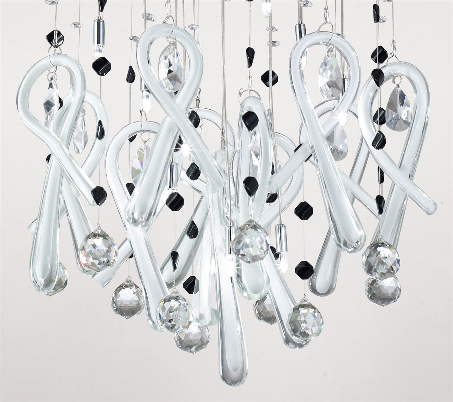 Diyas Class 45cm  Round 10 Light G4 Polished Chrome/White Glass/Crystal, NOT LED/CFL Compatible Ceiling Pendant Light Fitting