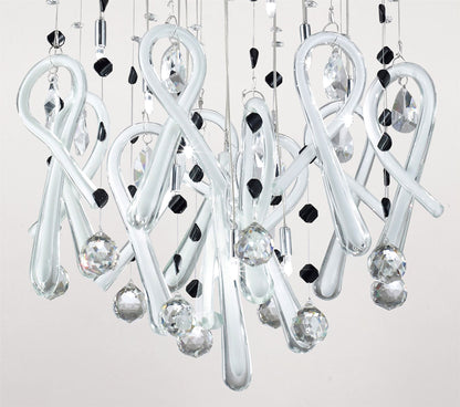 Diyas Class 45cm  Round 10 Light G4 Polished Chrome/White Glass/Crystal, NOT LED/CFL Compatible Ceiling Pendant Light Fitting