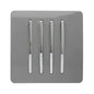 Trendi 4 Gang 2 Way Artistic Modern Glossy 10 Amp Rocker Tactile Light Switch Light Grey