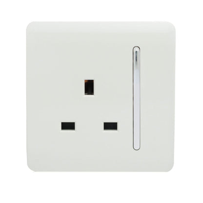 Trendi 1 Gang Artistic Modern 13 Amp Switched Plug Socket White ART-SKT13WH
