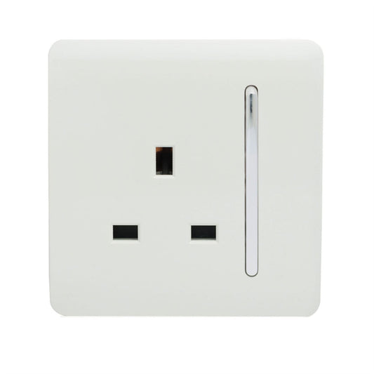 Trendi 1 Gang Artistic Modern 13 Amp Switched Plug Socket White ART-SKT13WH