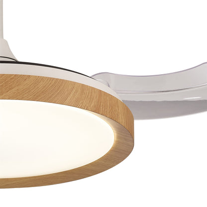 Mistral Mini 45cm 40W LED Dimmable Ceiling Light With Built-In 28W DC Fan, 2700-5000K Remote Control, 2500lm, Wood, 5yrs Warranty
