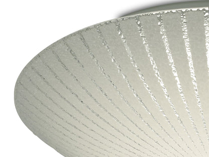 Deco Tassa 18W LED Medium Flush Ceiling Light, 400mm Round, 4000K 1500lm CRI80, Sunray Pattern Glass with Polished Chrome Detail