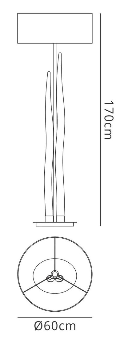 Mantra Estalacta Floor Lamp 3 Light GU10 Indoor, Silver/Opal White with Black Shade