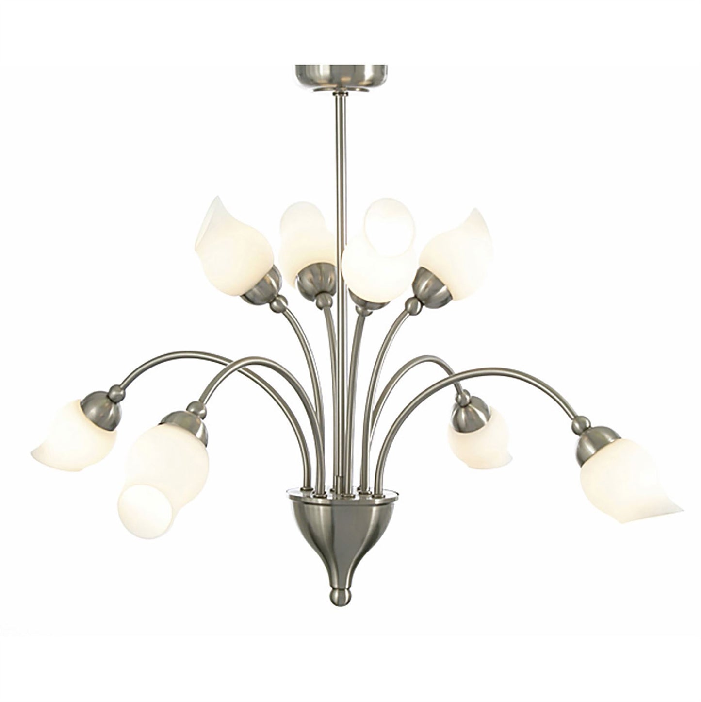 Diyas Rimini 61cm  8 Light G9 Satin Chrome/Opal Glass Ceiling Pendant Light Fitting