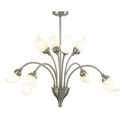 Diyas Rimini 61cm  8 Light G9 Satin Chrome/Opal Glass Ceiling Pendant Light Fitting