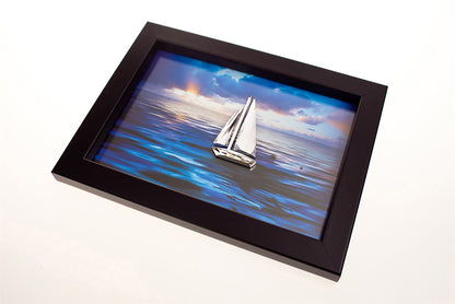 Diyas Home Crystal Wall Art (DH) Play Sailing, Black Frame, Clear Crystal Framed