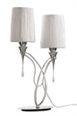 Mantra Lucca Crystal Table Lamp 2 Light E27, Polished Chrome with White Shades & Clear Crystal