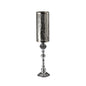 Diyas Home (DH) Amira Glass Art Candle Holder Tall Polished Chrome/Pattern Mosaic