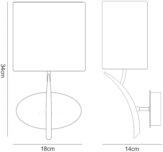 Mantra M1134/S Eve Wall Light Switched 1 Light E27, Polished Chrome with White Oval Shade - M1134/S