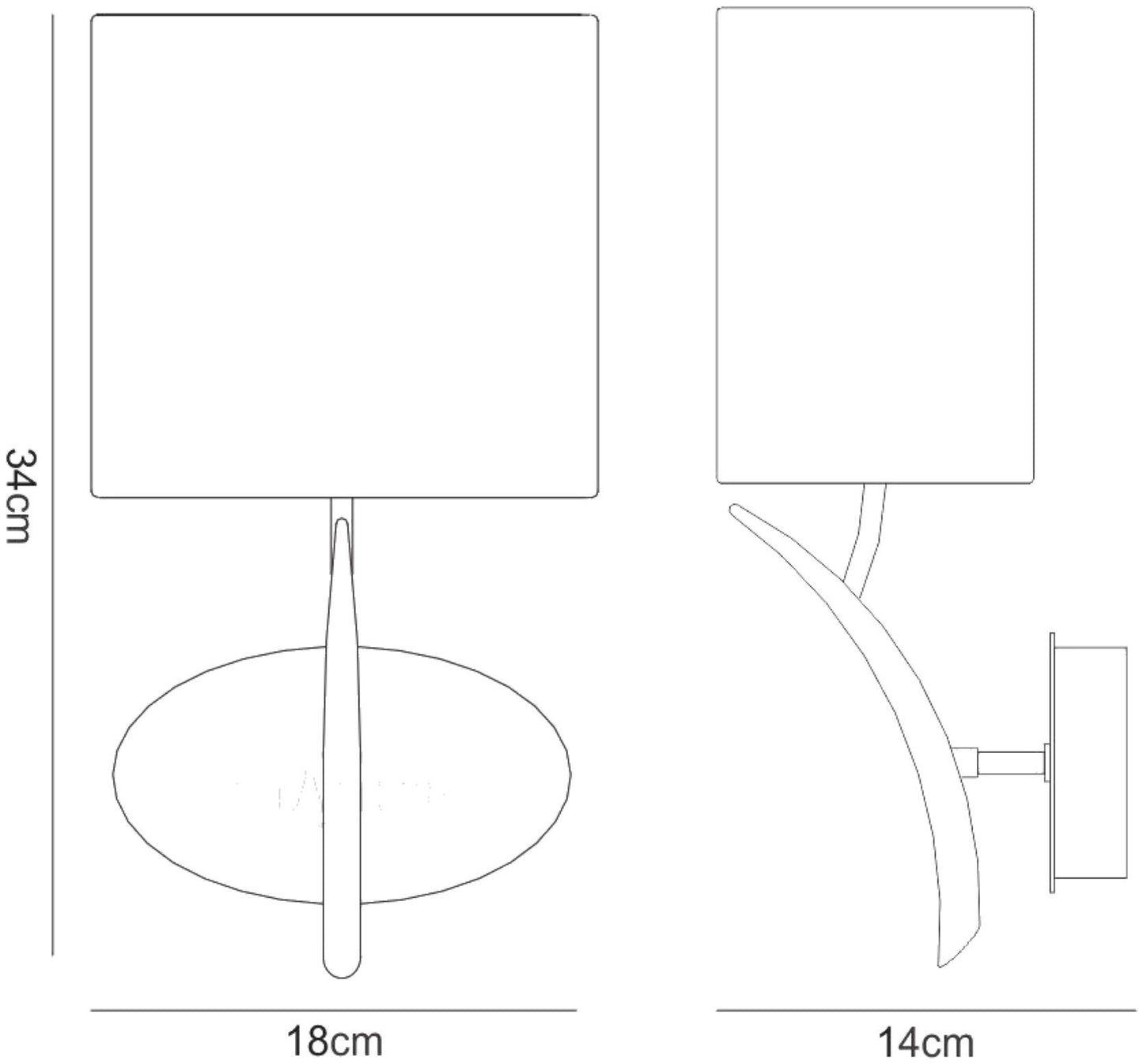 Mantra M1134/S Eve Wall Light Switched 1 Light E27, Polished Chrome with White Oval Shade - M1134/S