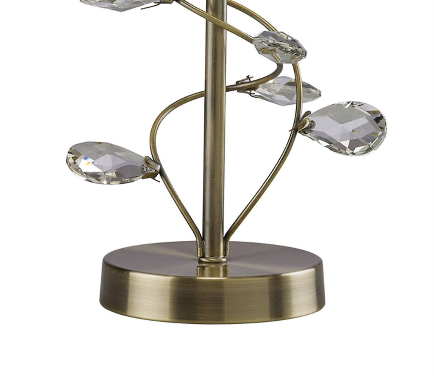 Diyas Willow Crystal Table Lamp with Cream Shade 1 Light E27 Antique Brass