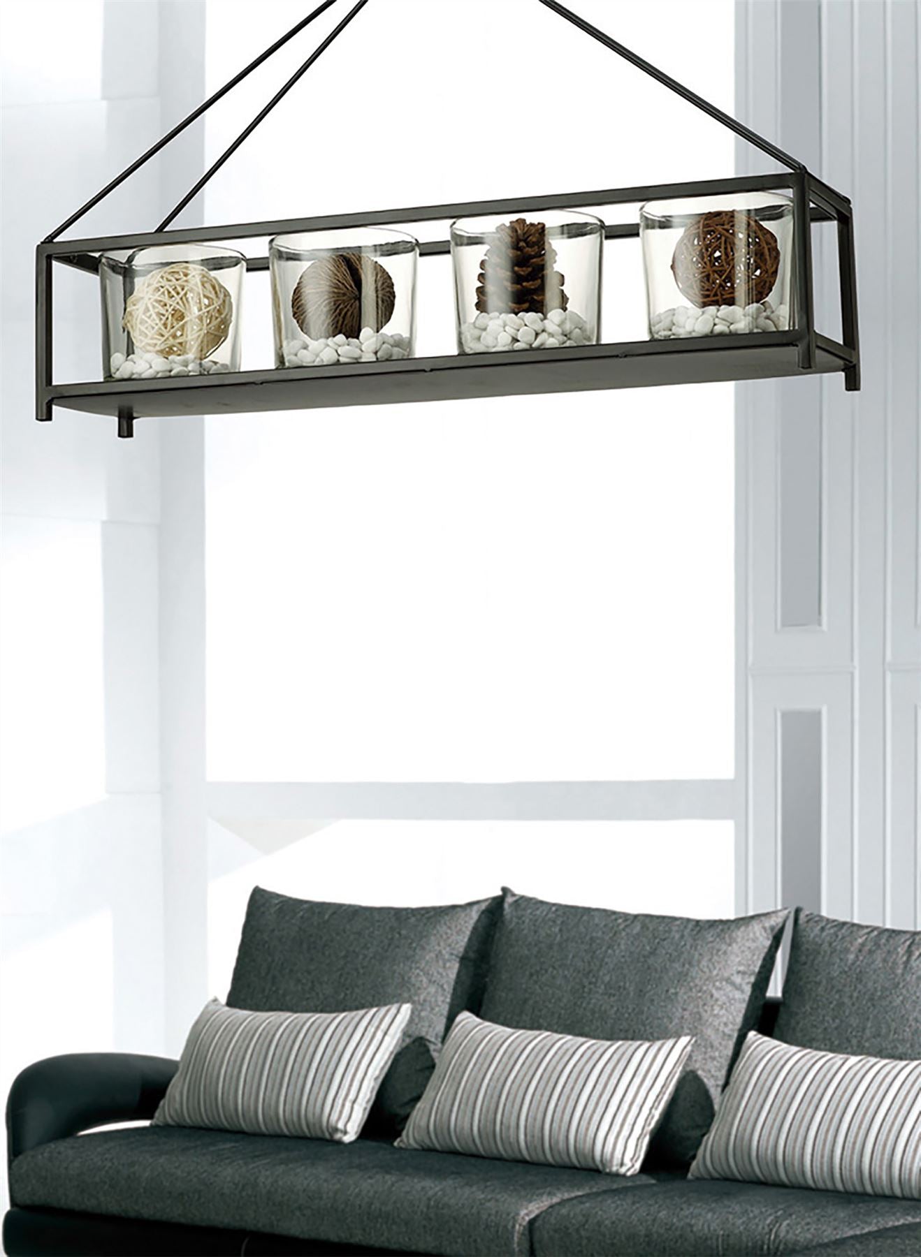 Diyas Home (DH) Athena 5 Candle Holder Medium Black/Clear Glass Art