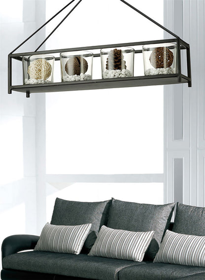 Diyas Home (DH) Athena 5 Candle Holder Medium Black/Clear Glass Art