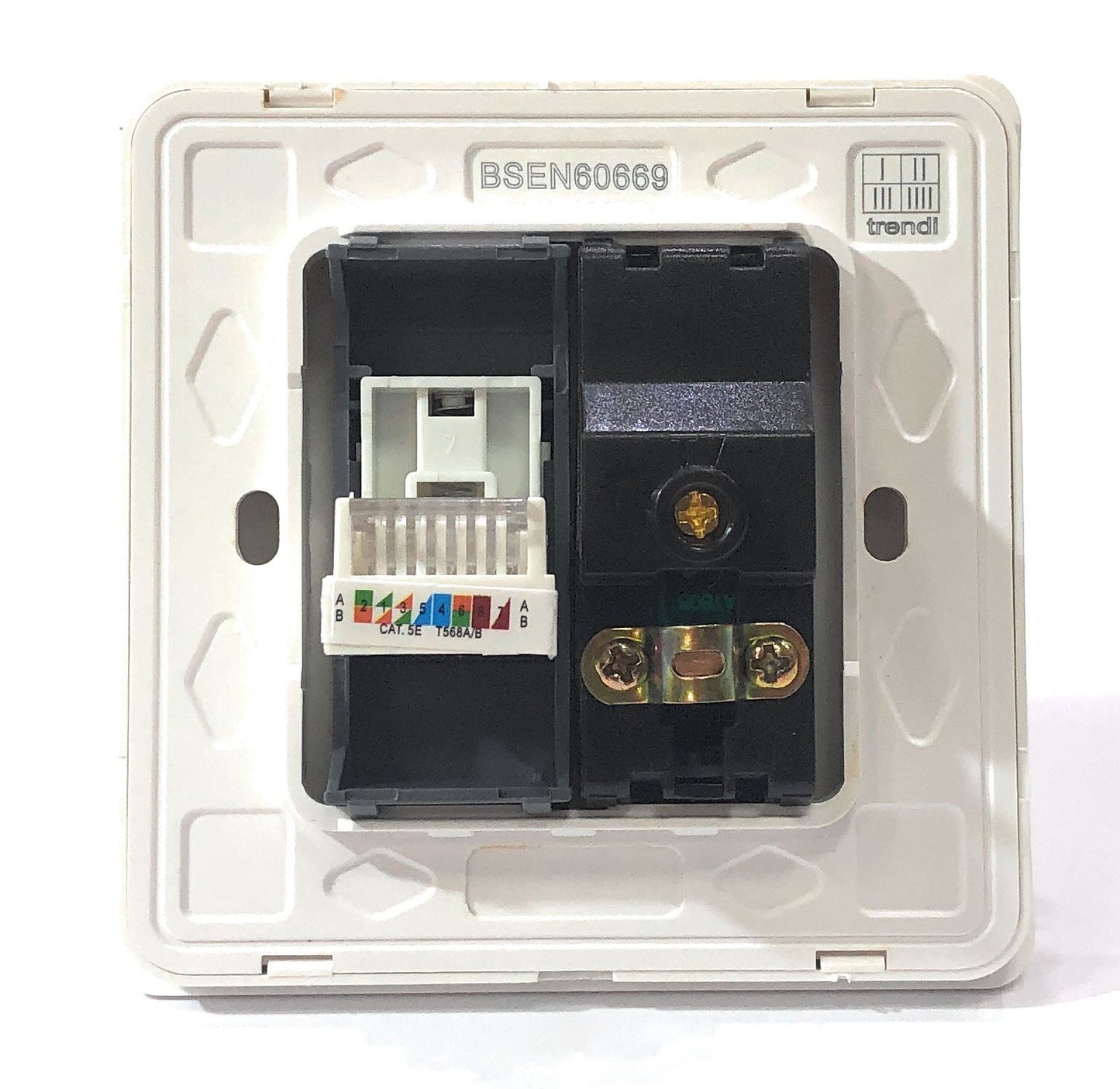 Trendi  TV Co-axial Socket + PC RJ45 Cat 5e & Cat 6 Ethernet Socket Silver