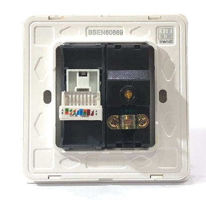 Trendi  TV Co-axial Socket + PC RJ45 Cat 5e & Cat 6 Ethernet Socket Silver