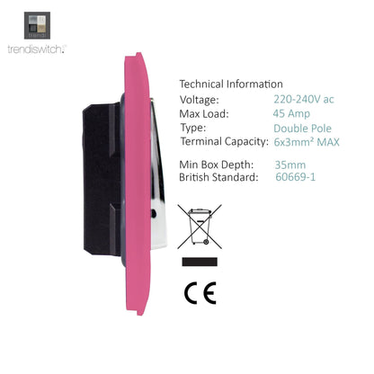 Trendi Artistic Modern Glossy 45 A Tactile Light Switch & Neon Insert Pink