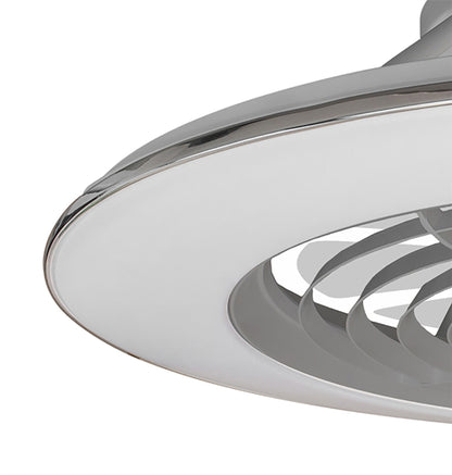 Alisio XL 73.5cm 95W LED Dimmable Ceiling Light & 58W DC Reversible Fan, Silver Finish c/w Remote Control, APP & Alexa/Google Voice Control, 5900lm