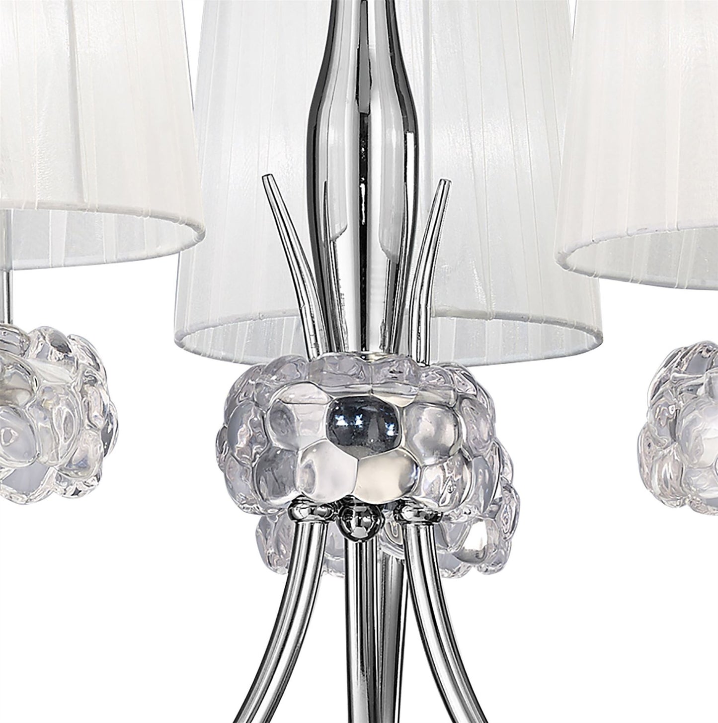 Mantra M4633 Loewe Pendant 3 Light E14, Polished Chrome with White Shades