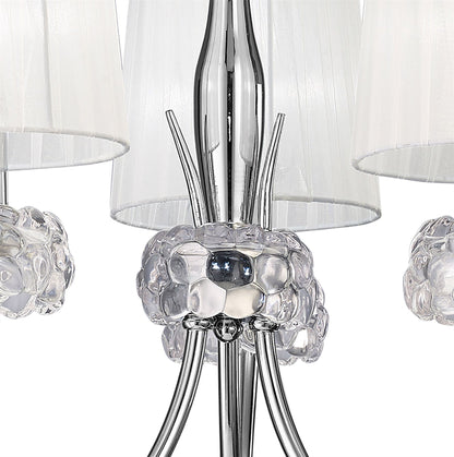 Mantra M4633 Loewe Pendant 3 Light E14, Polished Chrome with White Shades