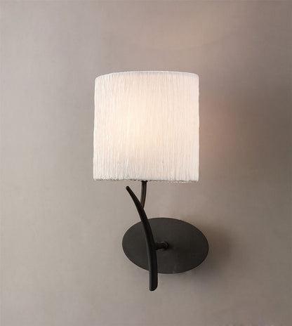 Mantra Eve Wall Light Switched 1 Light E27, Anthracite with White Oval Shade