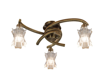 Mantra Alaska GU10 37cm Ceiling 3 Light L1/SGU10, Antique Brass, CFL Lamps INCLUDED