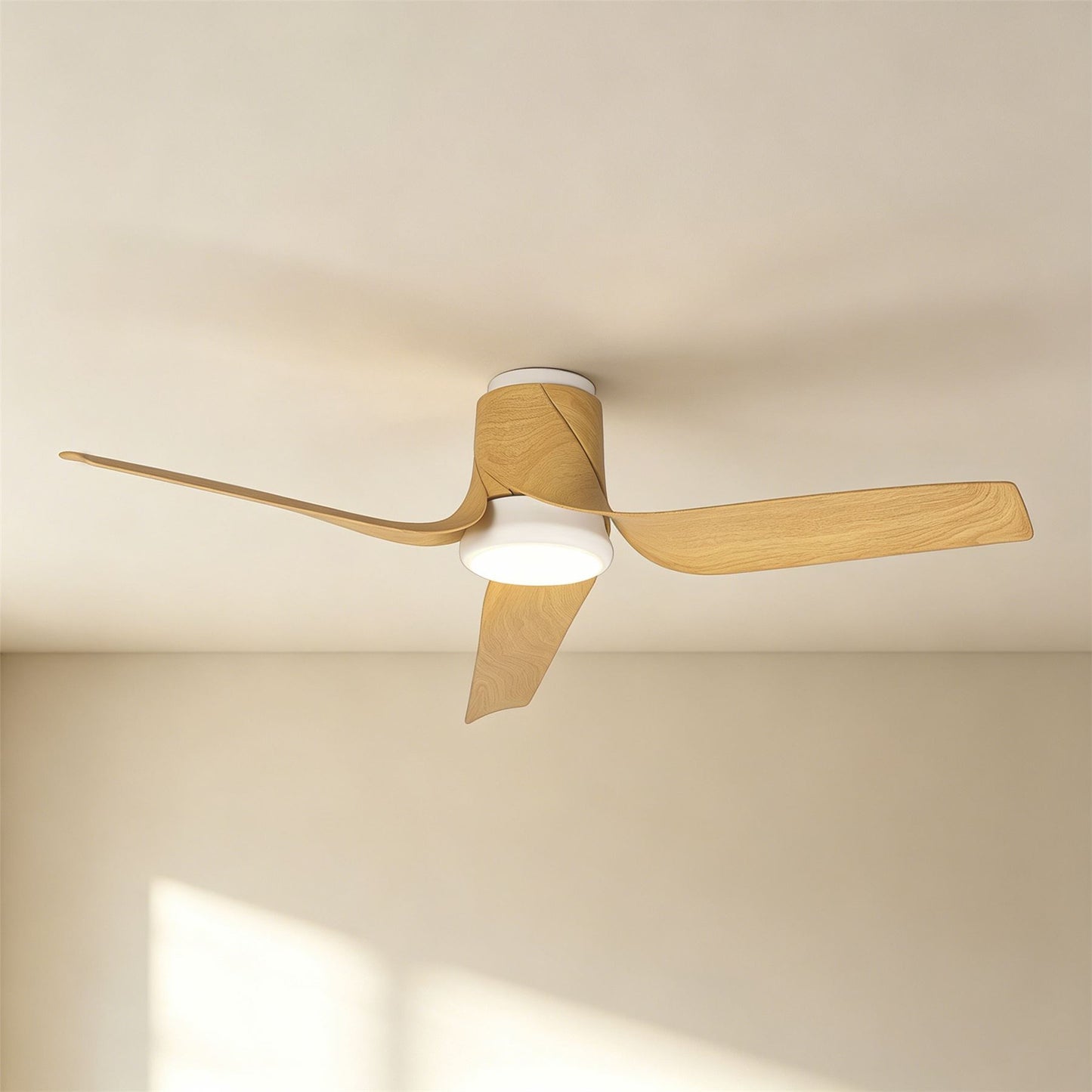 Ushuaia 133cm 30W LED Dimmable Ceiling Light With Built-In 35W DC Fan, 2700-5000K Remote & APP Control, 2400lm, White/Wood, 5yrs Warranty
