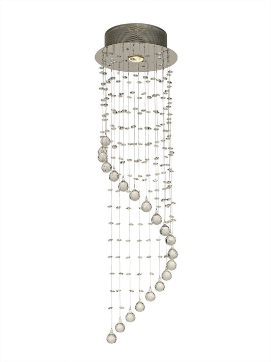 Diyas Colorado 25cm  Single-Spiral 1 Light GU10 Polished Chrome/Crystal Ceiling Pendant Light Fitting