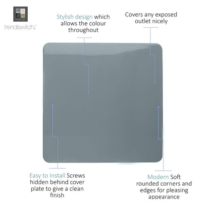 Trendi Artistic Modern Glossy Tactile Single Blanking Plate Cool Grey