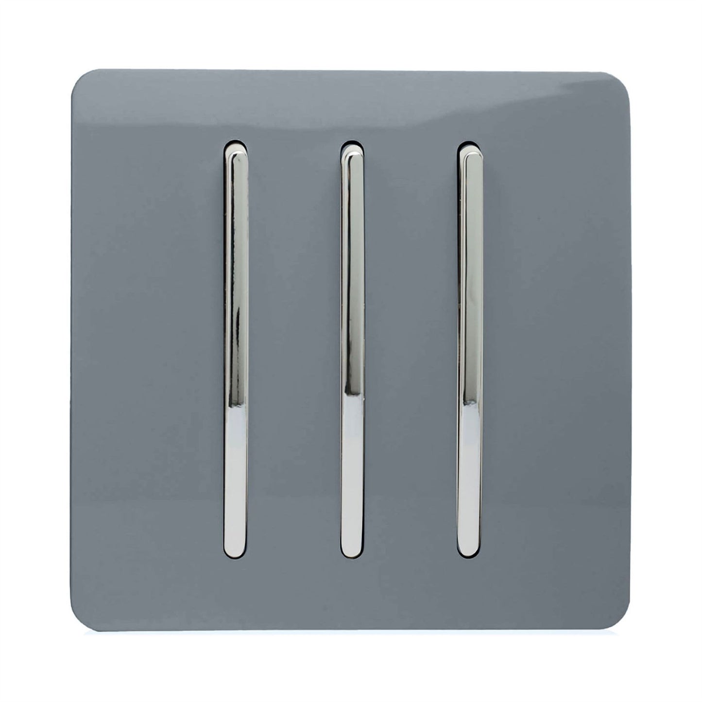 Trendi 3 Gang 2 Way Artistic Modern Glossy 10 Amp Rocker Tactile Light Switch Warm Grey