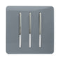 Trendi 3 Gang 2 Way Artistic Modern Glossy 10 Amp Rocker Tactile Light Switch Warm Grey