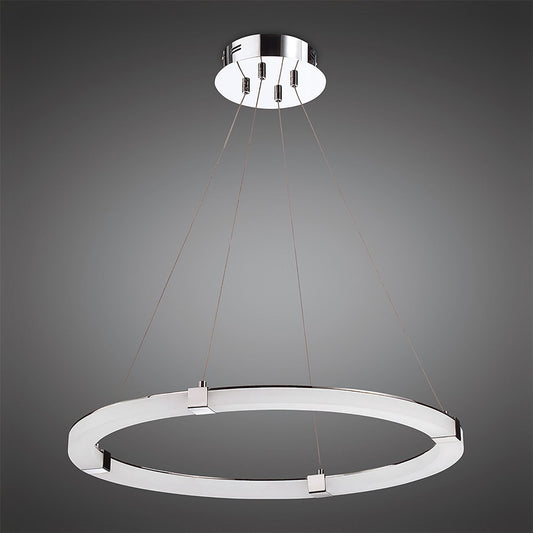 Mantra Fusion Taccia Taccía Pendant 28W LED Round 3000K, 2500lm, Polished Chrome/Frosted Acrylic, 3yrs Warranty