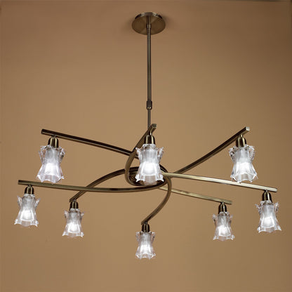 Mantra Alaska GU10 82cm Pendant Convertible To Semi Flush 8 Light L1/SGU10, Antique Brass, CFL Lamps INCLUDED