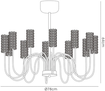 Diyas Martina 78cm  12 Light G4 Polished Chrome/Crystal, NOT LED/CFL Compatible Ceiling Pendant Light Fitting