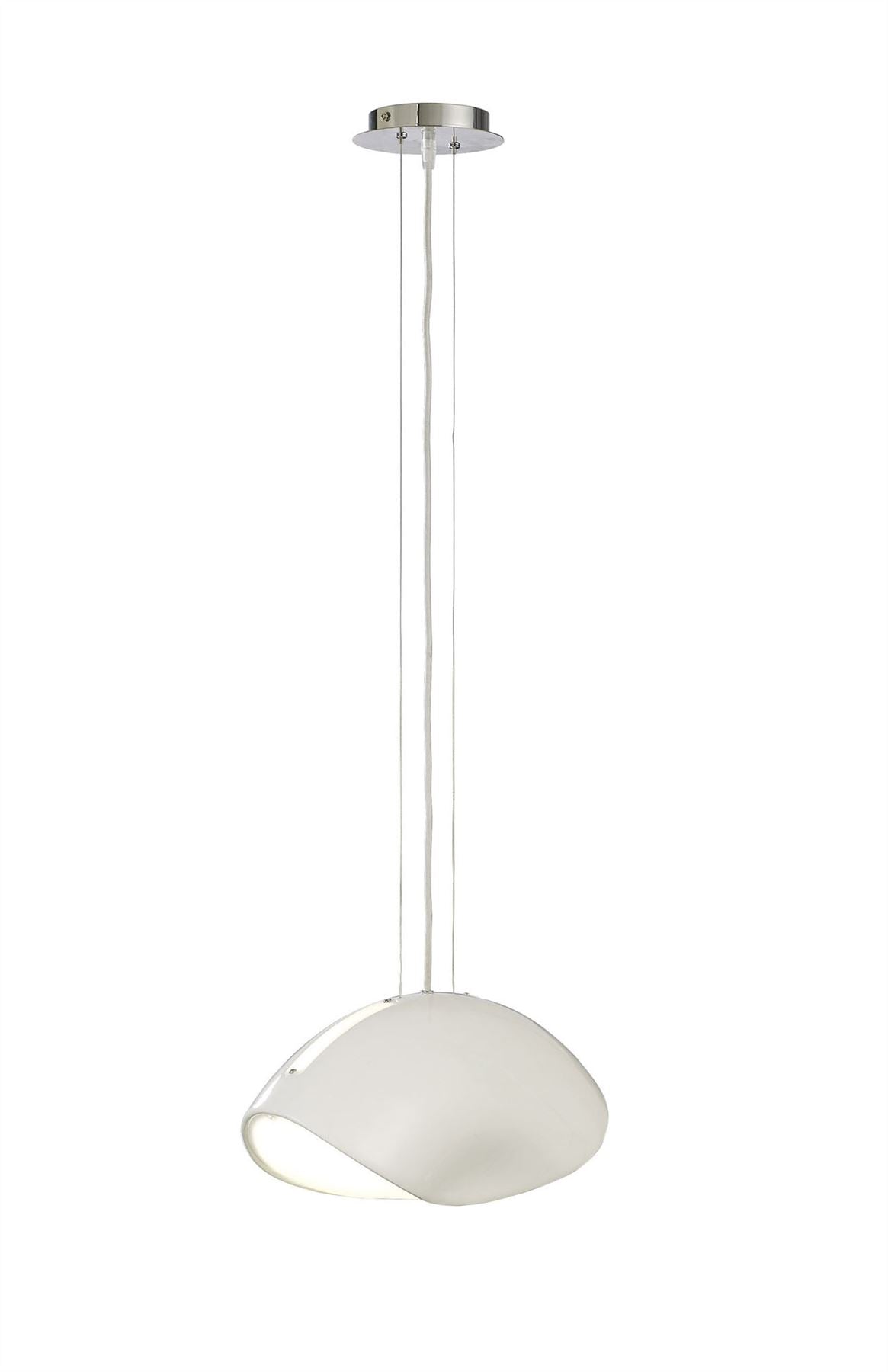 Mantra Pasion Oval Pendant 3 Light E27, Gloss White/White Acrylic/Polished Chrome, CFL Lamps INCLUDED