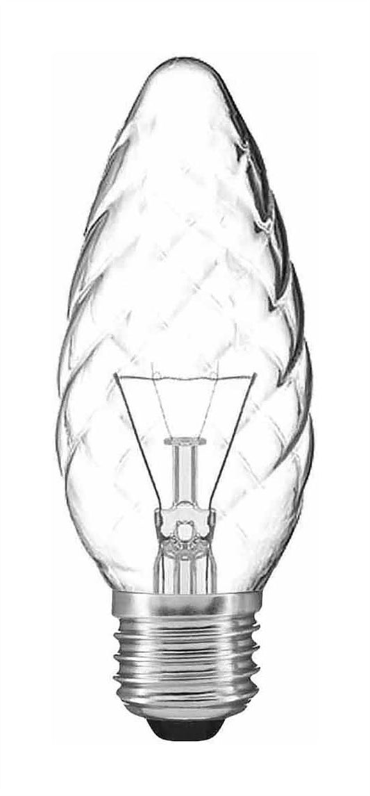 Luxram Candle 45mm Twisted Clear E27 60W Incandescent