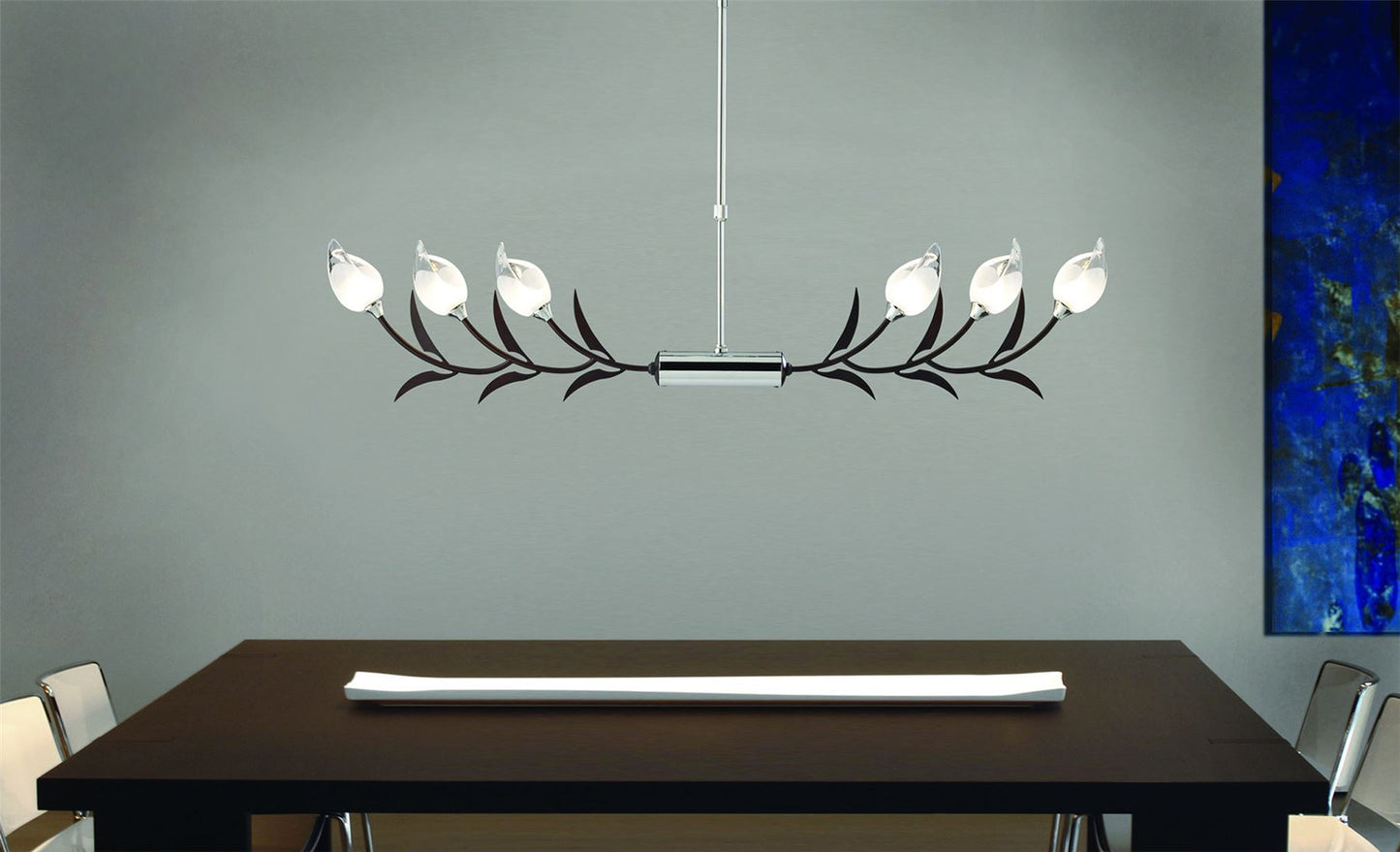 Mantra Holland Telescopic Linear Pendant Line 6 Light G9, Polished Chrome, Wenge