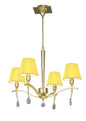 Mantra Siena 55cm Pendant Round 4 Light E14, Polished Brass with Amber Cream Shades and Clear Crystal