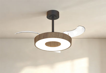 Coin Fan Mini Smart 40cm 36W LED Dimmable Ceiling With Built-In 25W DC Fan, 3000-5000K Remote, APP, Alexa & Google Voice Control, 5710lm, Walnut/Black
