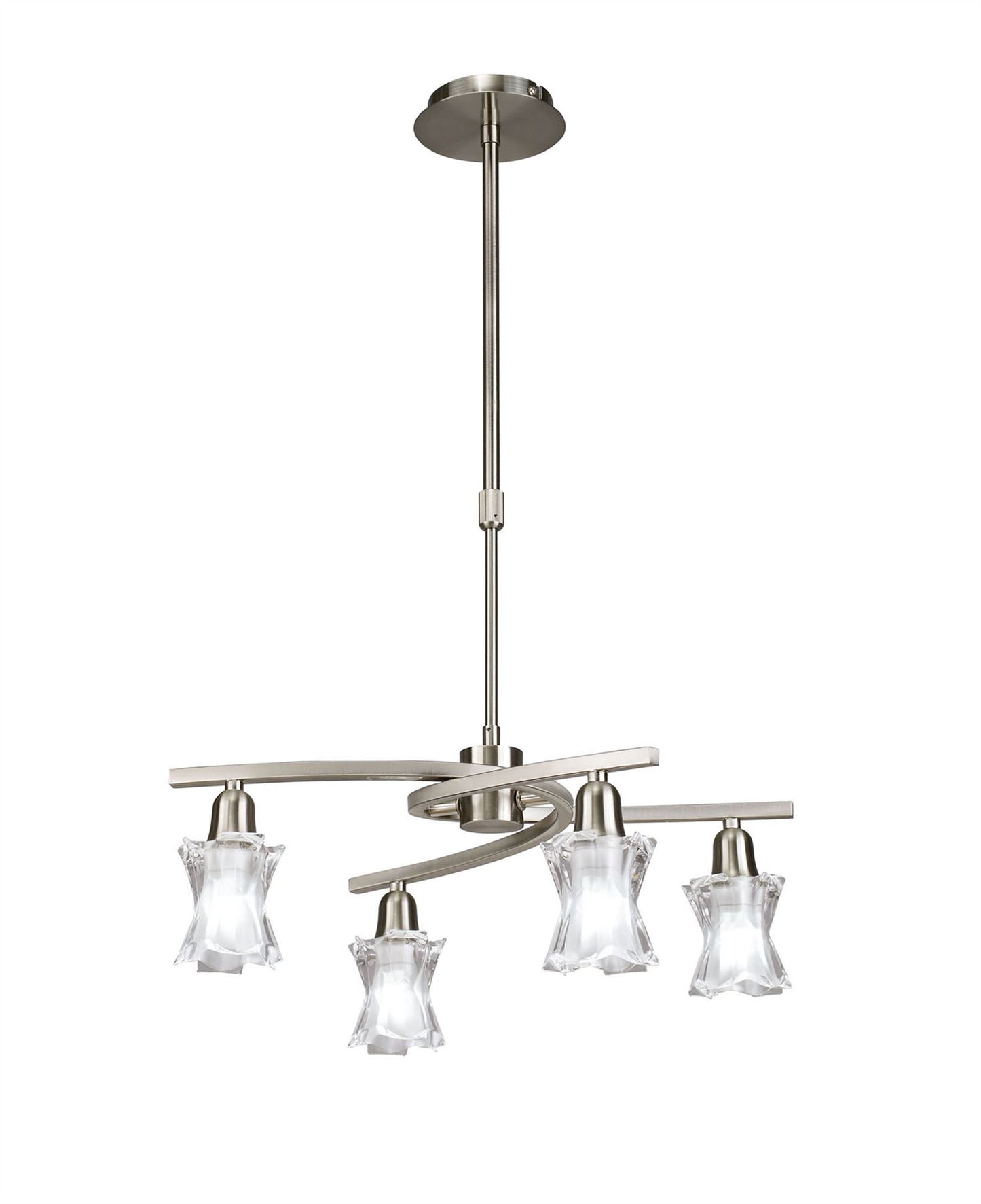 Mantra Alaska GU10 49cm Pendant Convertible To Semi Flush 4 Light L1/SGU10, Satin Nickel, CFL Lamps INCLUDED
