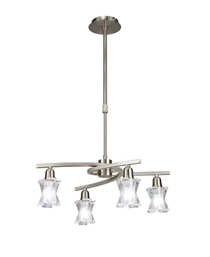 Mantra Alaska GU10 49cm Pendant Convertible To Semi Flush 4 Light L1/SGU10, Satin Nickel, CFL Lamps INCLUDED
