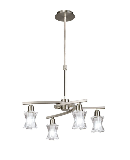 Mantra Alaska GU10 49cm Pendant Convertible To Semi Flush 4 Light L1/SGU10, Satin Nickel, CFL Lamps INCLUDED