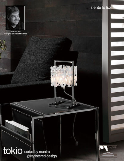 Mantra M1251 Tokio Table Lamp 1 Light G9, Gloss White/Polished Chrome