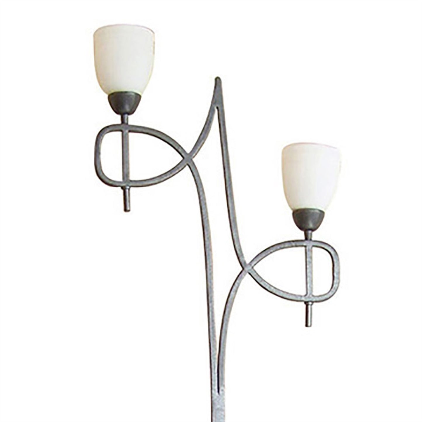 Diyas San Marino Floor Lamp with In-Line Dimmer 2 Light E14 Tex/Pewter/Opal Glass, NOT LED/CFL Compatible
