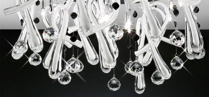 Diyas Class 60cm Flush  Round 20 Light G4 Polished Chrome/White Glass/Crystal, NOT LED/CFL Compatible Ceiling Light Fitting