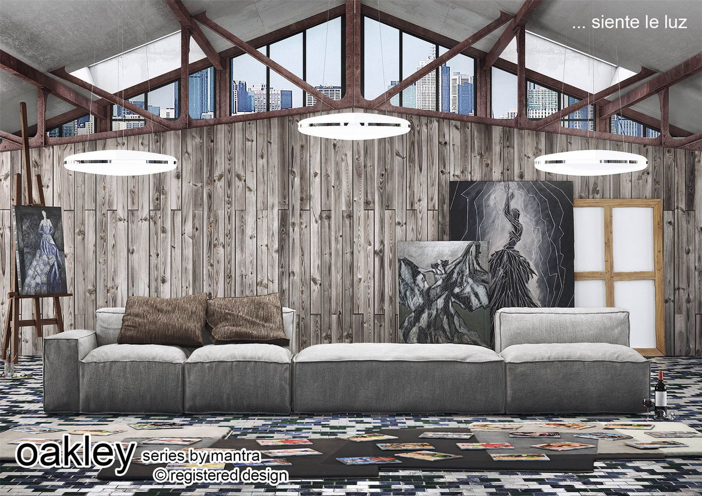 Mantra M4900 Oakley Oval Pendant 80W LED 3000K, 6400lm, Polished Chrome/Frosted Acrylic, 3yrs Warranty