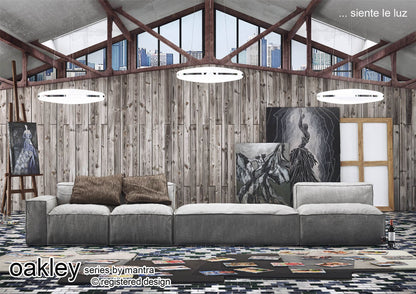 Mantra M4900 Oakley Oval Pendant 80W LED 3000K, 6400lm, Polished Chrome/Frosted Acrylic, 3yrs Warranty