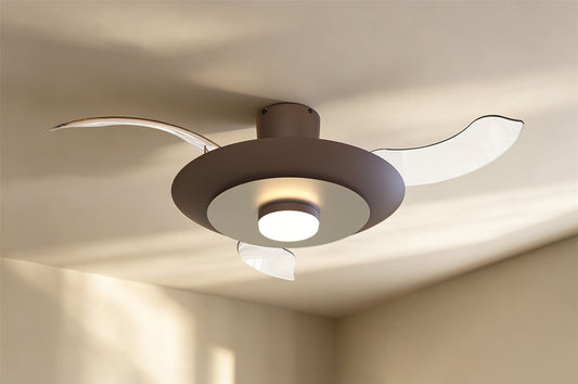 Kyoto 52cm 20W LED Dimmable Ceiling Light With Built-In 30W DC Fan, 3000-5000K Remote Control, 3600lm, Coffee/Brushed Nickel, 5yrs Warranty