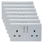 Trendi 2 Gang Artistic Modern Glossy 13 Amp Switched Plug Socket Silver (7 Pack)