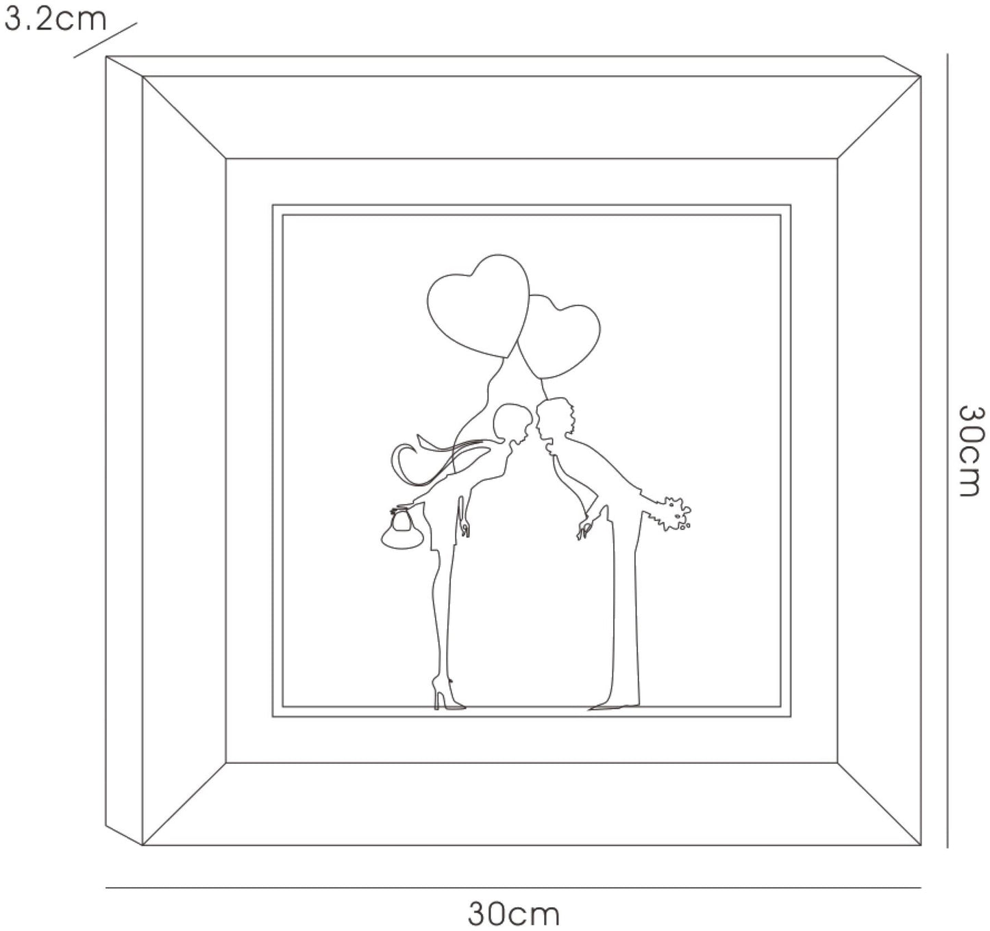 Diyas Home Crystal Wall Art (DH) Emotion Couple Kissing, Black Frame Red, Pink Crystal Framed